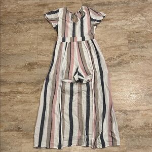 Girls Dillards striped romper dress good condition.